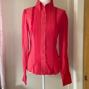 Elegant Red Button-Up Women's Top